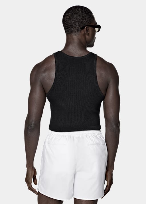 黑色罗纹背心上衣