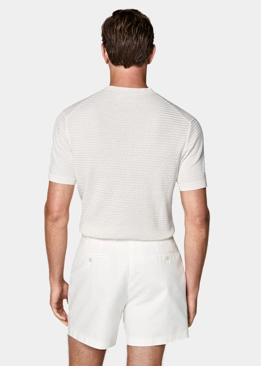 Cuello redondo jacquard crudo de manga corta