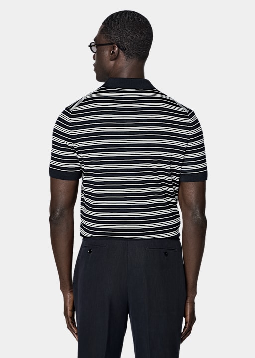 Navy Striped Polo