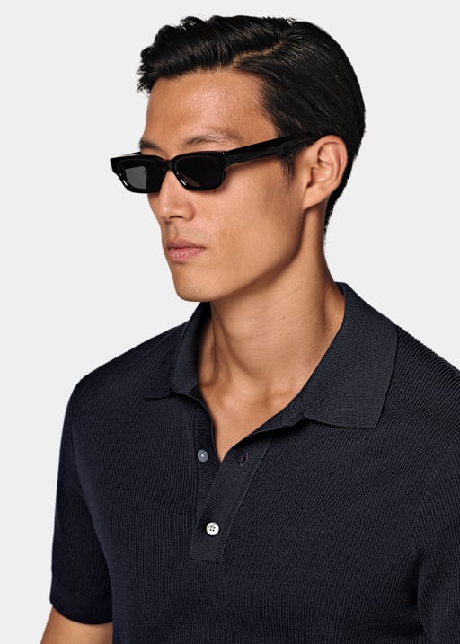 Navy Ribbed Polo