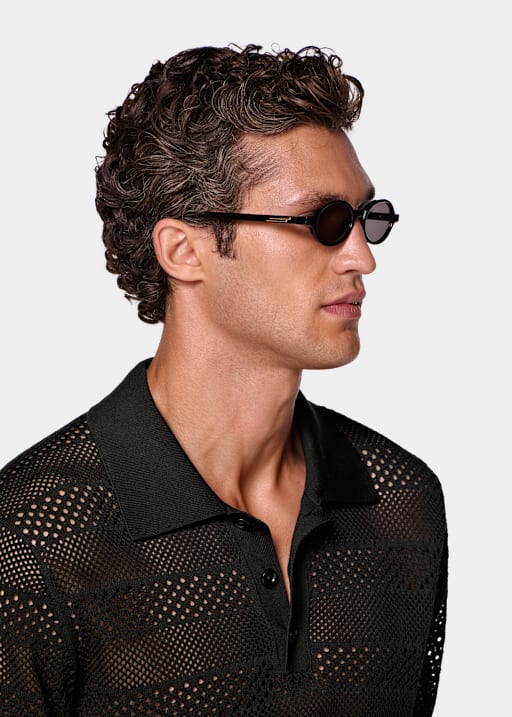 Black Crochet Polo
