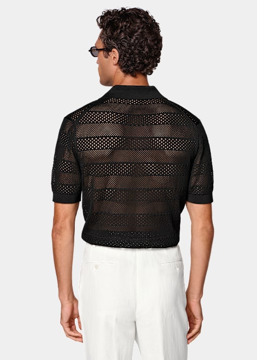 Black Crochet Polo