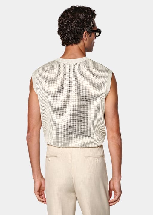 Sand Crochet Sleeveless Crewneck