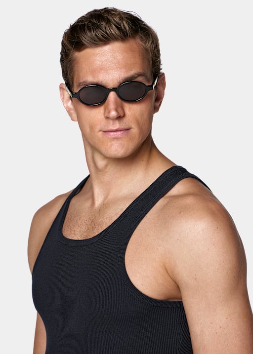 Navy Ribbed Tank Top