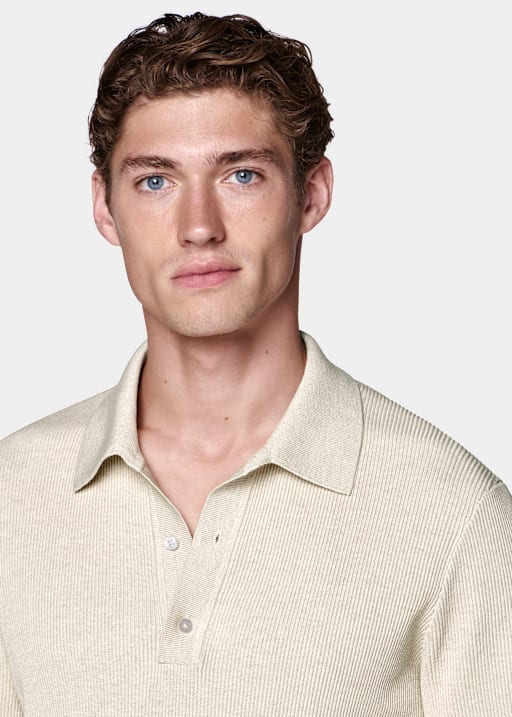 Sand Ribbed Polo