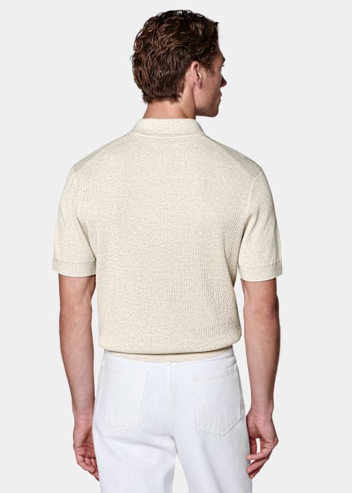 Sand Ribbed Polo