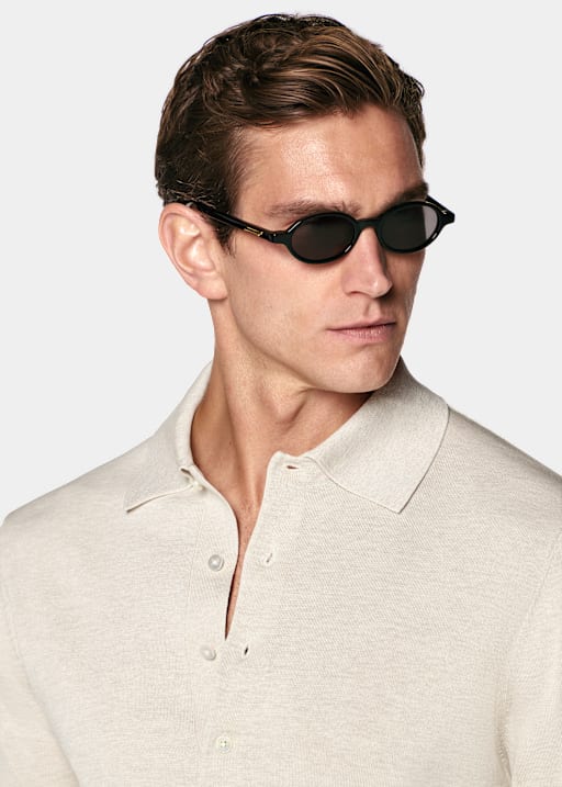 Sand Long Sleeve Polo