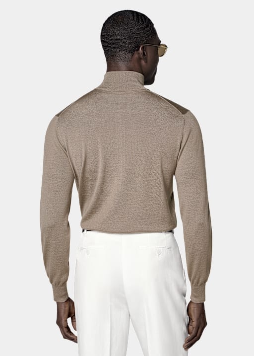 Mid Brown Half Zip