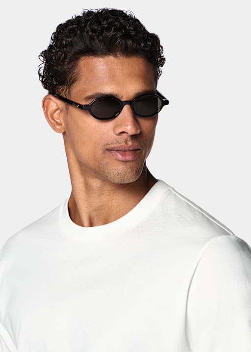 T-shirt col rond blanc cass&eacute;