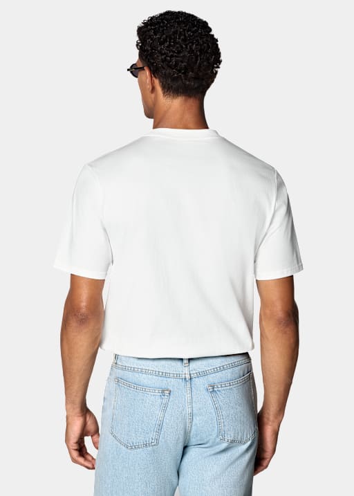 T-shirt col rond blanc cass&eacute;