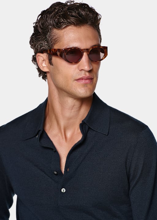 Blue Long Sleeve Polo