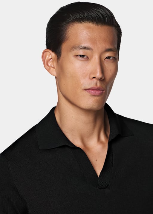 Poloshirt knopffrei schwarz