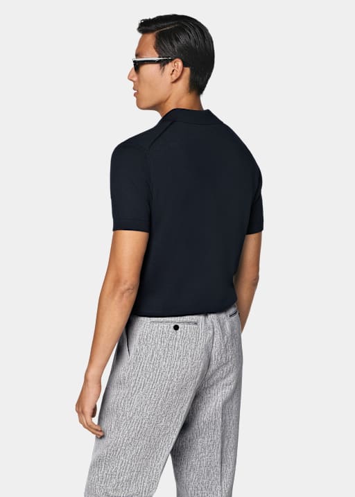 Navy Buttonless Polo