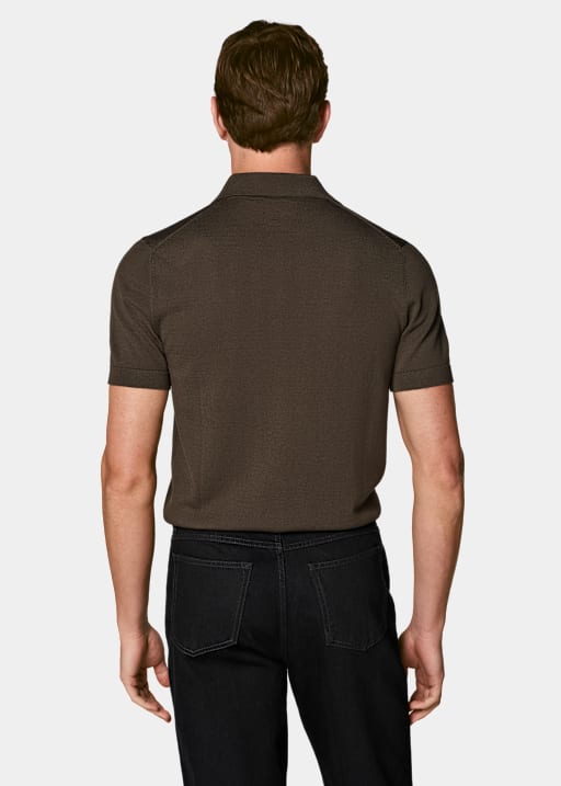 Dark Brown Buttonless Polo