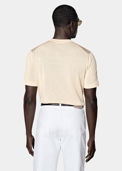 Cuello a la caja arena manga corta