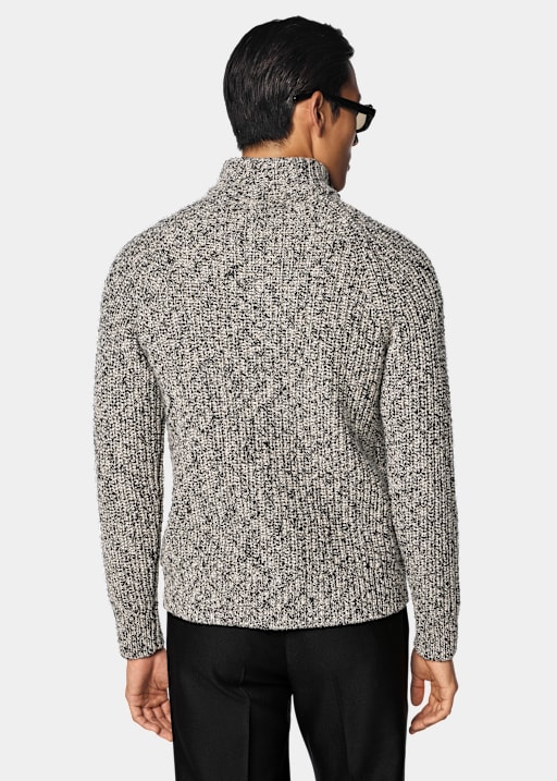 Cardigan zipp&eacute; marron clair moulin&eacute; c&ocirc;tel&eacute;