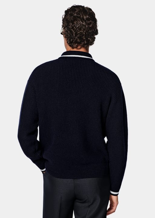 Navy Zip Cardigan