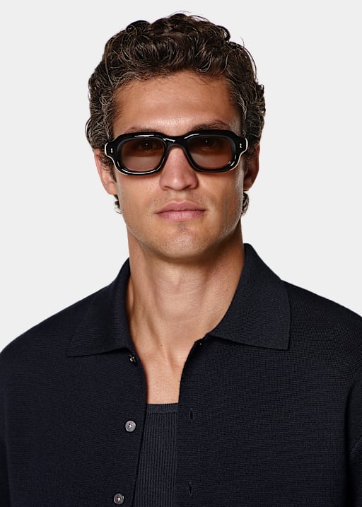 Navy Polo Cardigan met Lange Mouwen