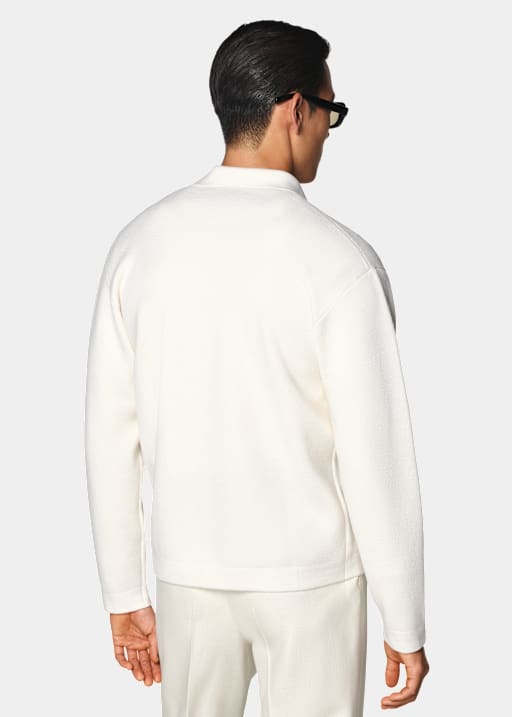 Off-white Polo Cardigan met Lange Mouwen