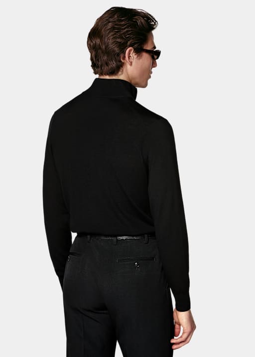 Black Merino Half Zip