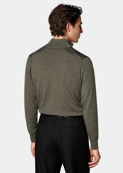 Mid Green Merino Half Zip