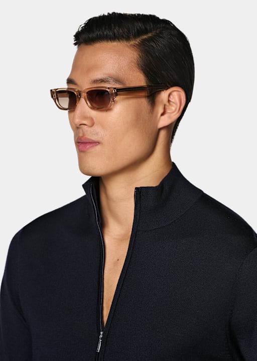 Navy Merino Half Zip