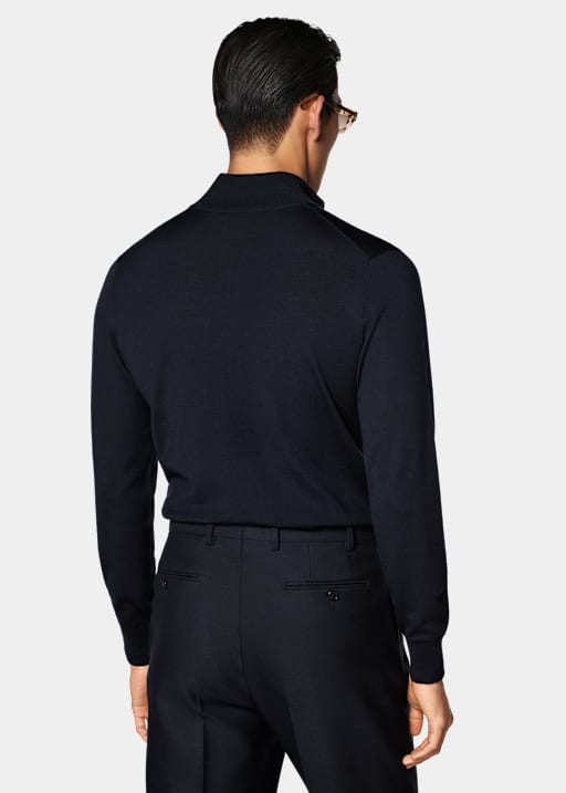 Navy Merino Half Zip