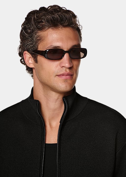 Black Merino Zip Cardigan