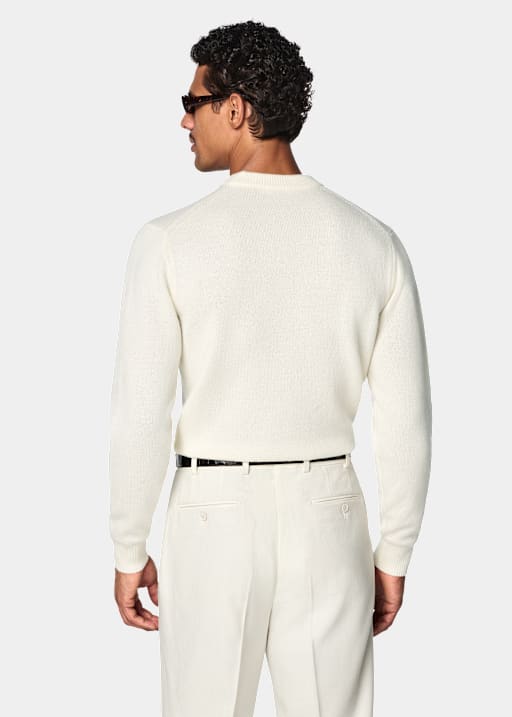 Rundhalspullover off-white