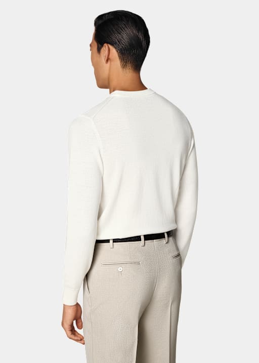 Merino Rundhalspullover off-white