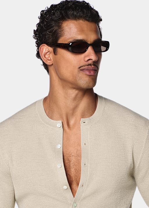 Henley marron clair c&ocirc;tel&eacute;