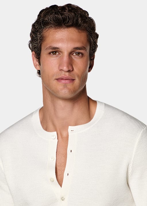 Off-White Ribbed Henley