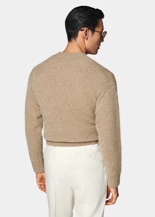 Mid Brown Crewneck Cardigan