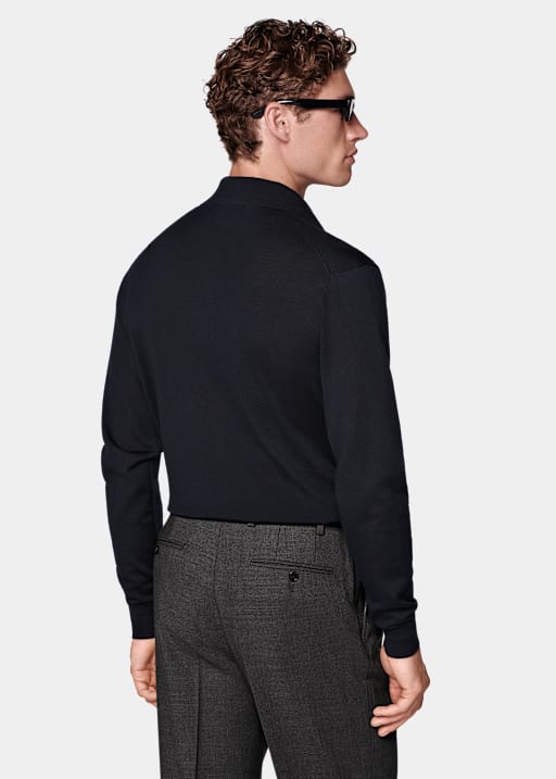 Navy Long Sleeve Polo