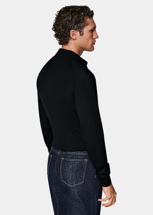 Black Long Sleeve Polo