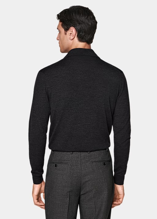 Dark Grey Long Sleeve Polo