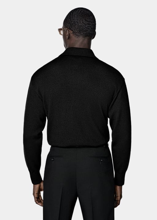 Black Long Sleeve Polo