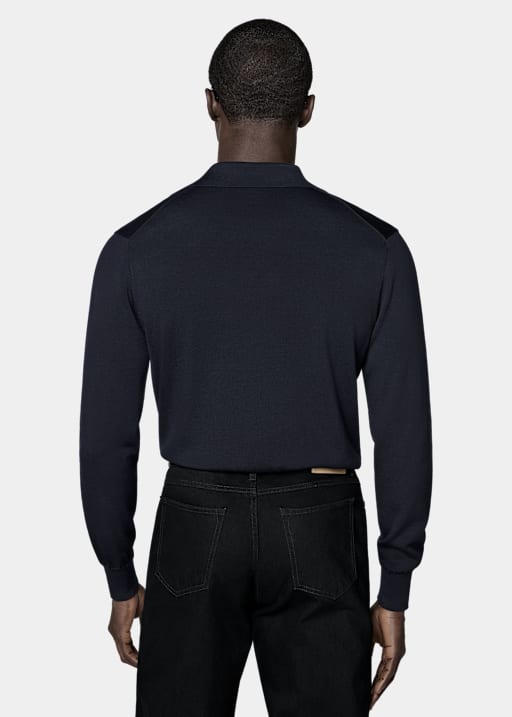 Navy Long Sleeve Polo