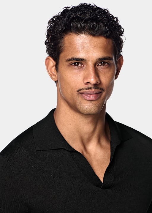 Black Buttonless Polo