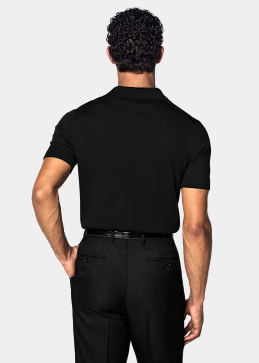 Black Buttonless Polo