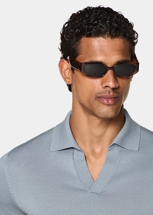 Light Blue Buttonless Polo