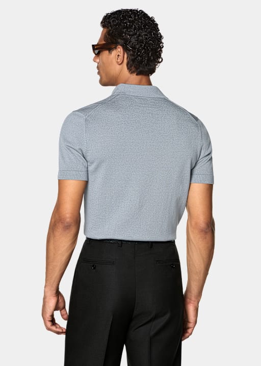 Light Blue Buttonless Polo