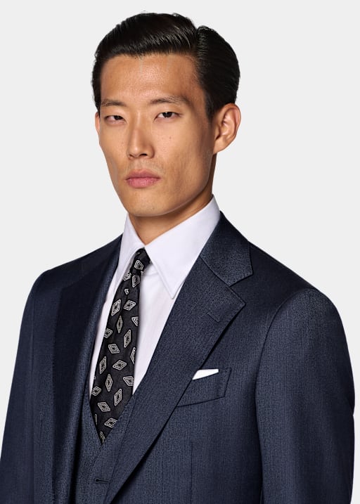 Havana Anzug dreiteilg mittelblau Tailored Fit