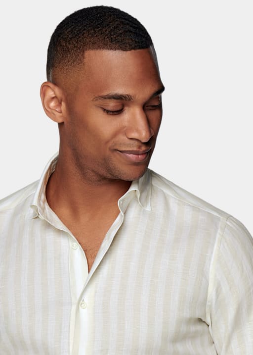 Light Brown Striped Slim Fit Shirt