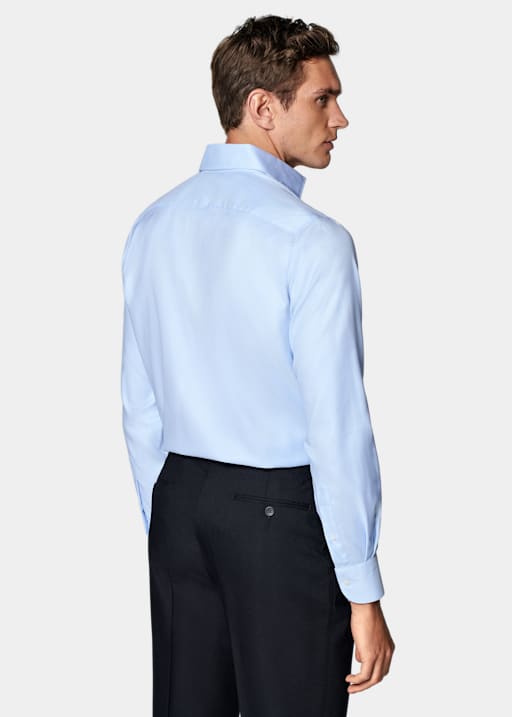 Chemise coupe ajustée bleu clair pied-de-poule
