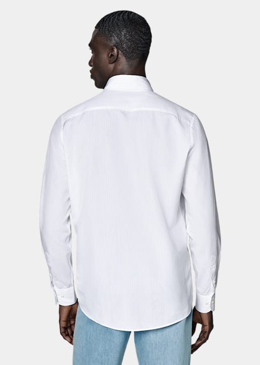 Randig vit skjorta med smal passform