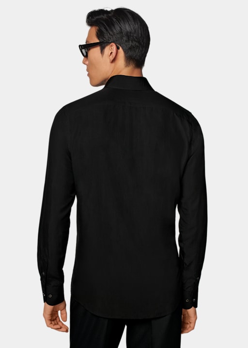 Black Large Classic Collar Extra Slim Fit Shirt