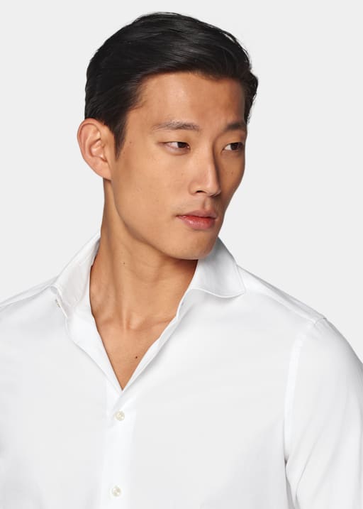 Koszula twill tailored fit biała