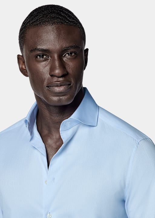 Light Blue Twill Tailored Fit Shirt