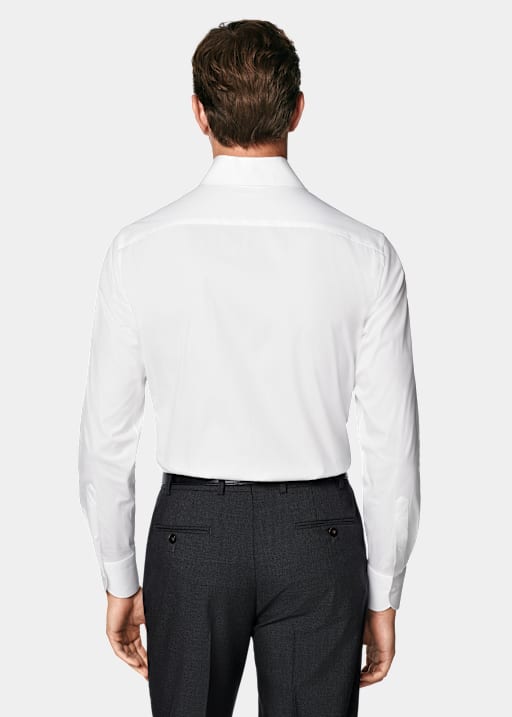 White Widespread Collar Shirt